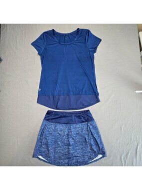 Zelos Womens Size S Activewear Golf Pickleball Set Blue Shirt Skort Quick Dry